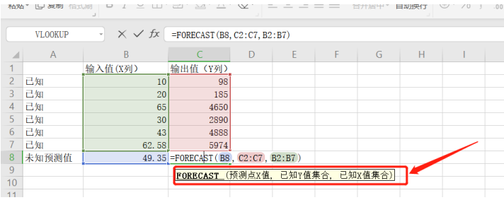 预测函数FORECAST 的使用方法-小平平