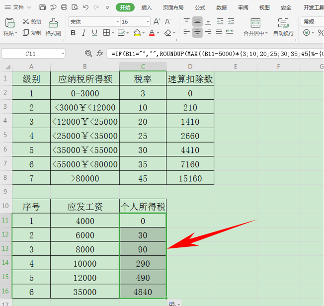 用Excel表格计算员工个人所得税的方法-小平平